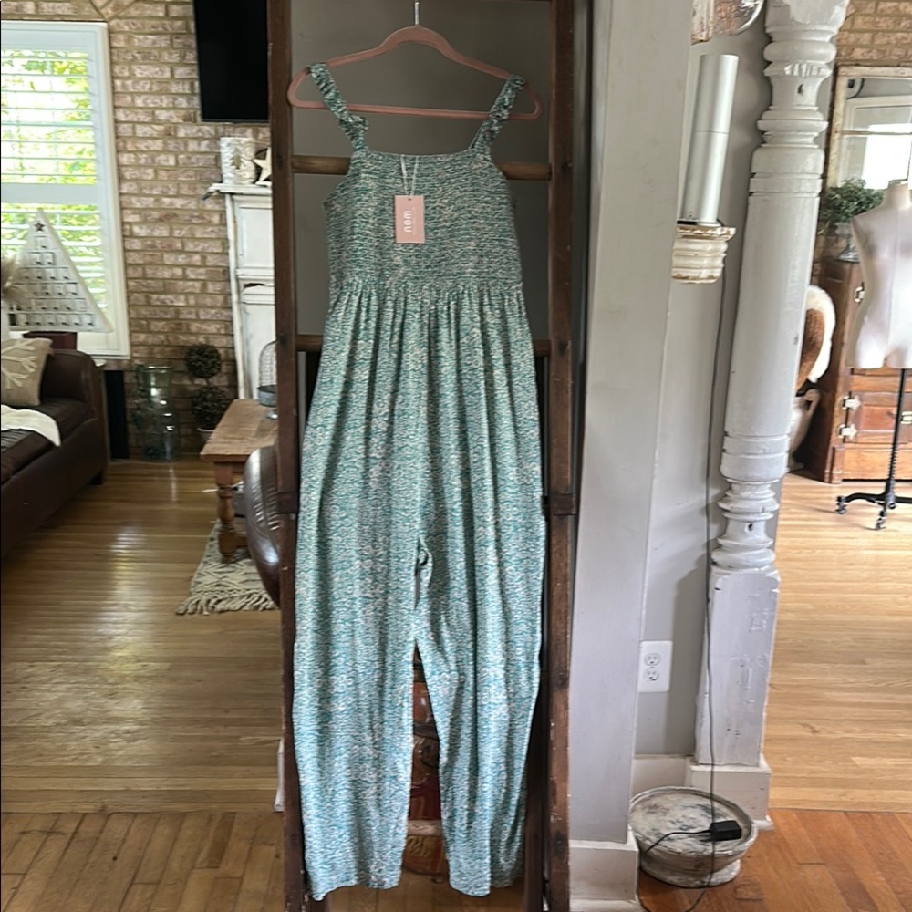 NOM MAIRAIS SMOCKED MATERNITY JUMPSUIT LARGE L NEW PREGNANCY